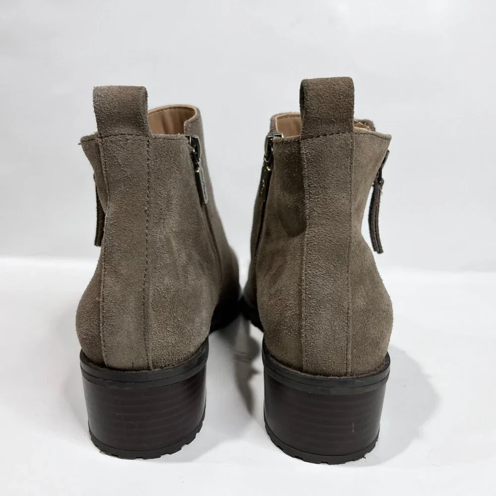 Classic Stylish Staple Women Brown Sanction Waterproof Suede Zip Ankle Boots